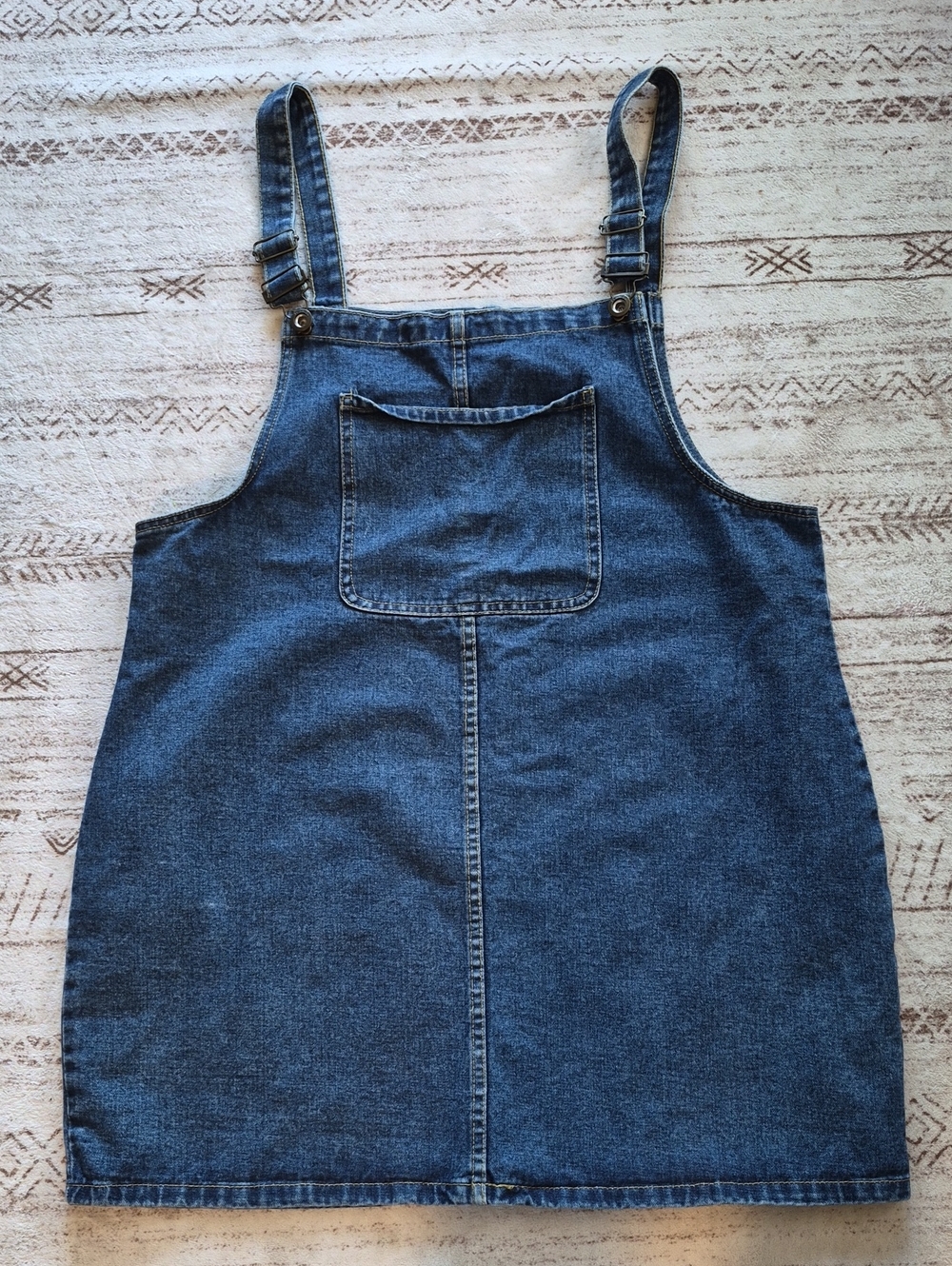 Denim&Co Blue Denim Overall Dress with Front Pocket